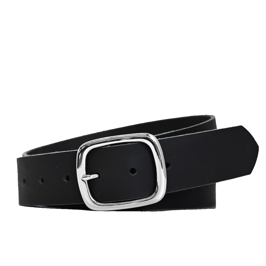 Tuckerman Belt - Black Leather - Nickel Buckel