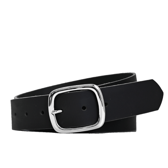 Tuckerman Belt - Black Leather - Nickel Buckel