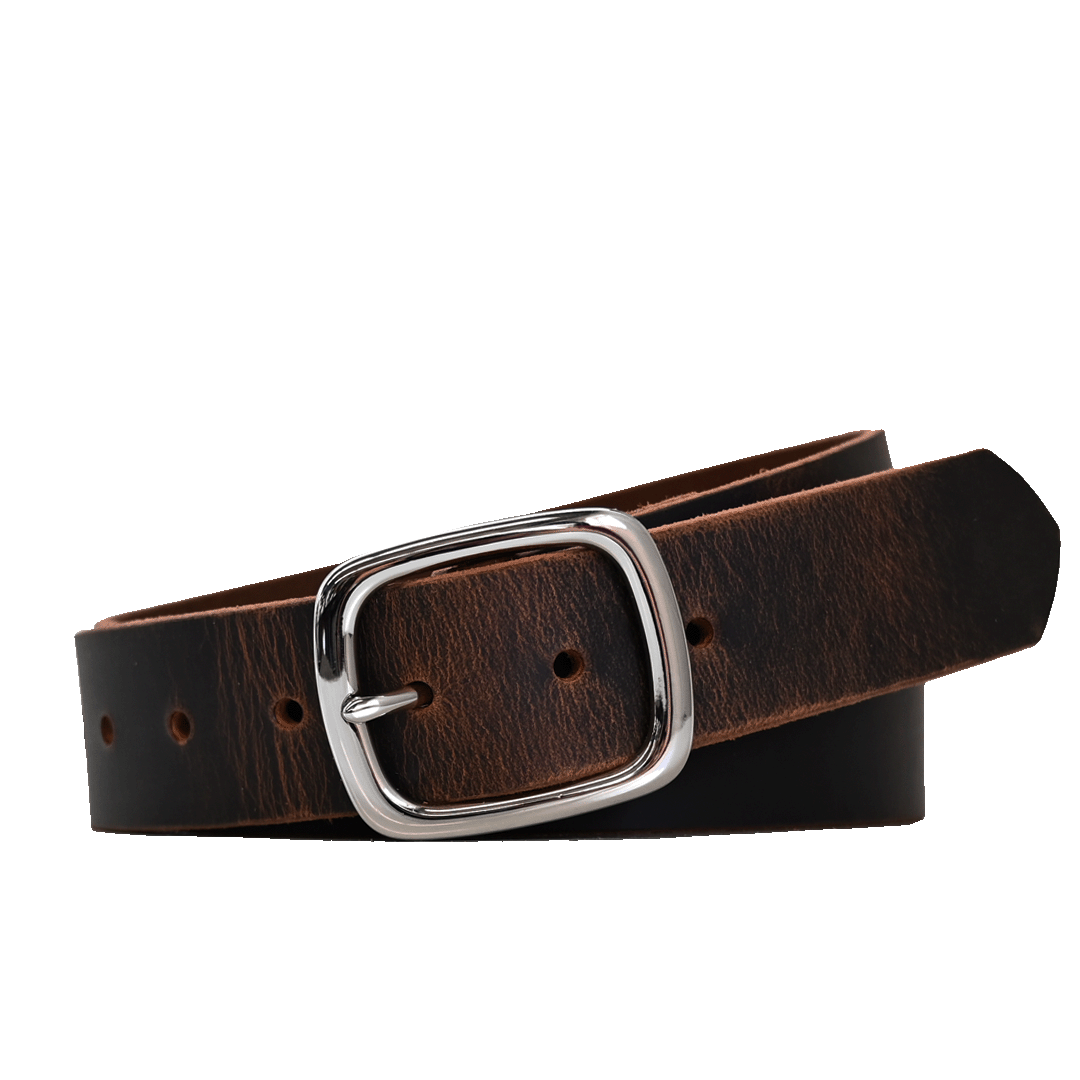 Tuckerman Belt - Brown Leather - Nickel Buckle