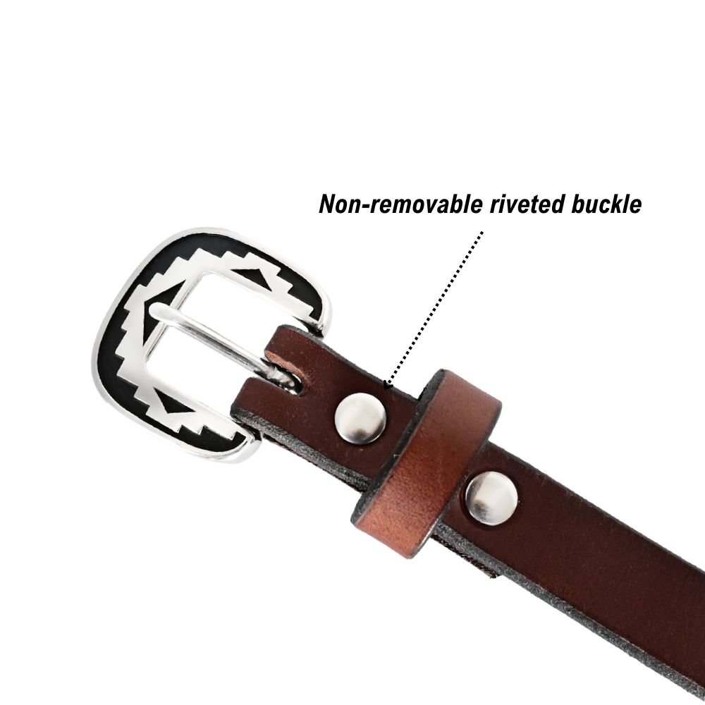 riveted belt buckle - cheyenne belt - brown