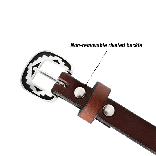 riveted belt buckle - cheyenne belt - brown