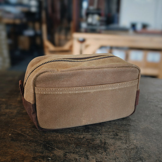 Dopp kit lifestyle photo showing back