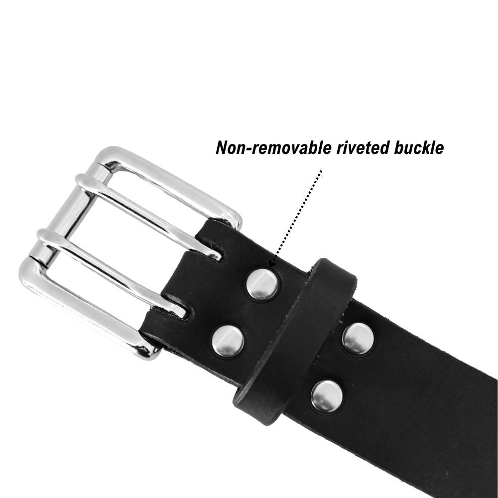 double prong belt buckle - rivets - black/nickel