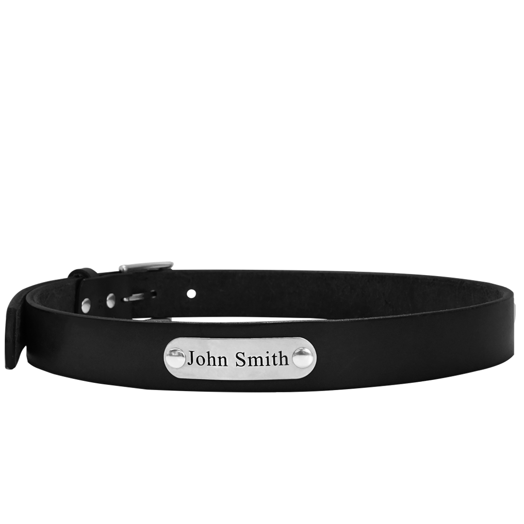 Gentleman's Belt - Black Leather - Nickel Plate - Personalized