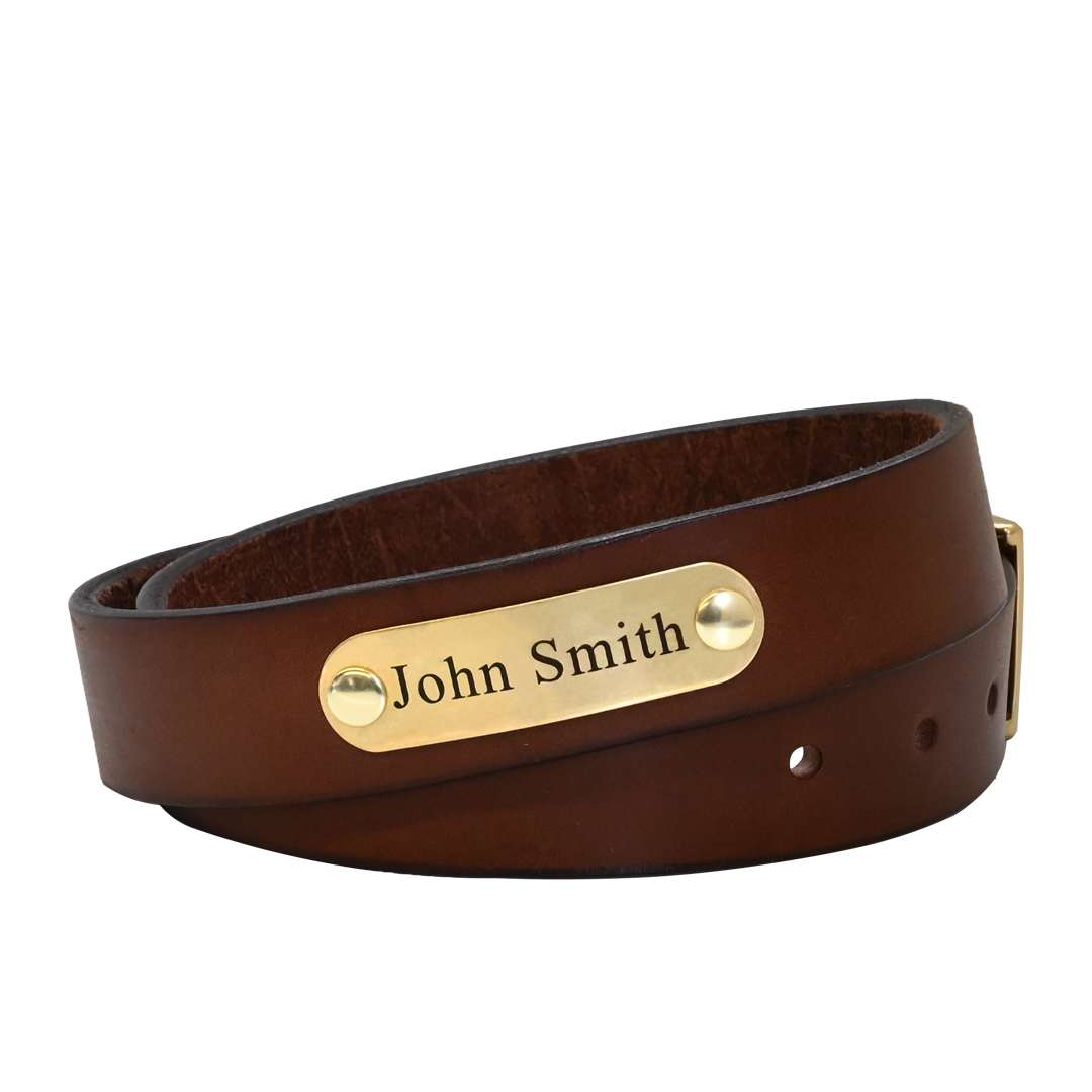 Gentleman's Belt - Brown Leather - Brass Plate