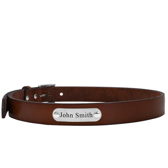 Gentleman's Belt - Brown Leather - Nickel Plate - Personalized