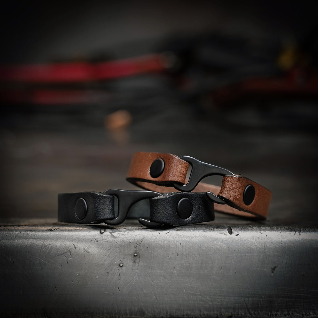 EDC Bracelet - Black and Brown Leather - Lifestyle 1