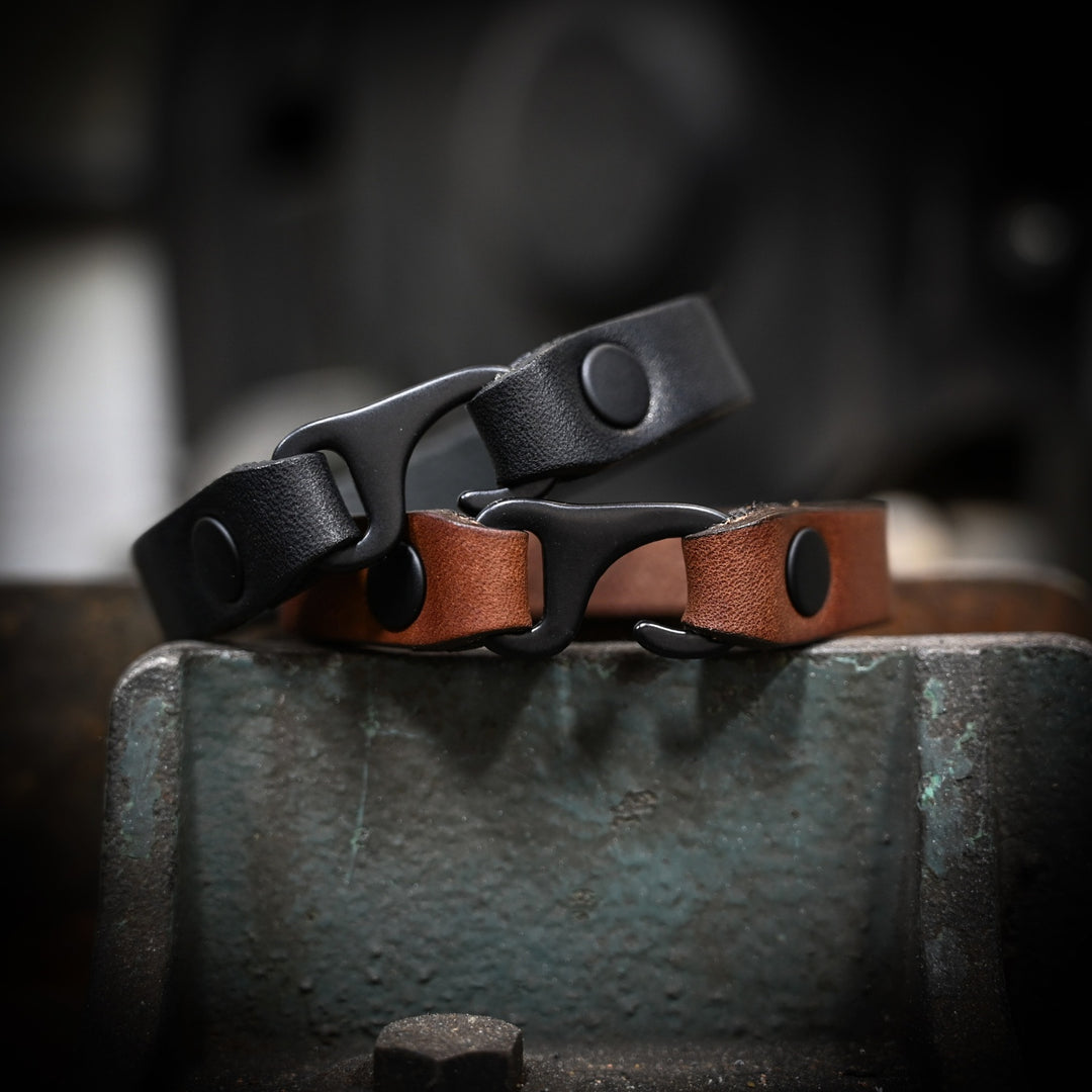 EDC Bracelet - Black and Brown Leather - Lifestyle 2