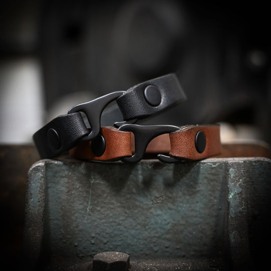 EDC Bracelet - Black and Brown Leather - Lifestyle 2