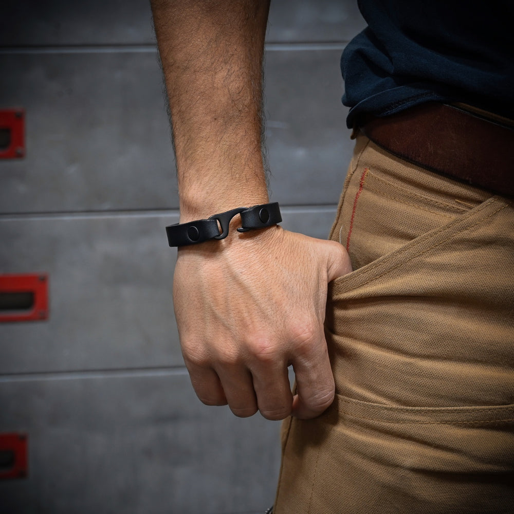 EDC Clasp Bracelet - Black Leather - Lifestyle