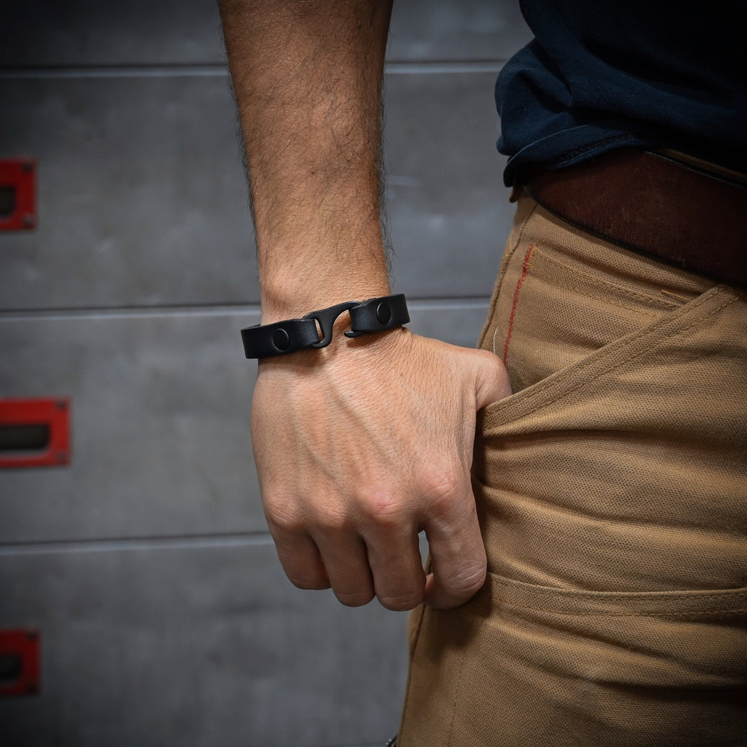 EDC Clasp Bracelet - Black Leather - Lifestyle