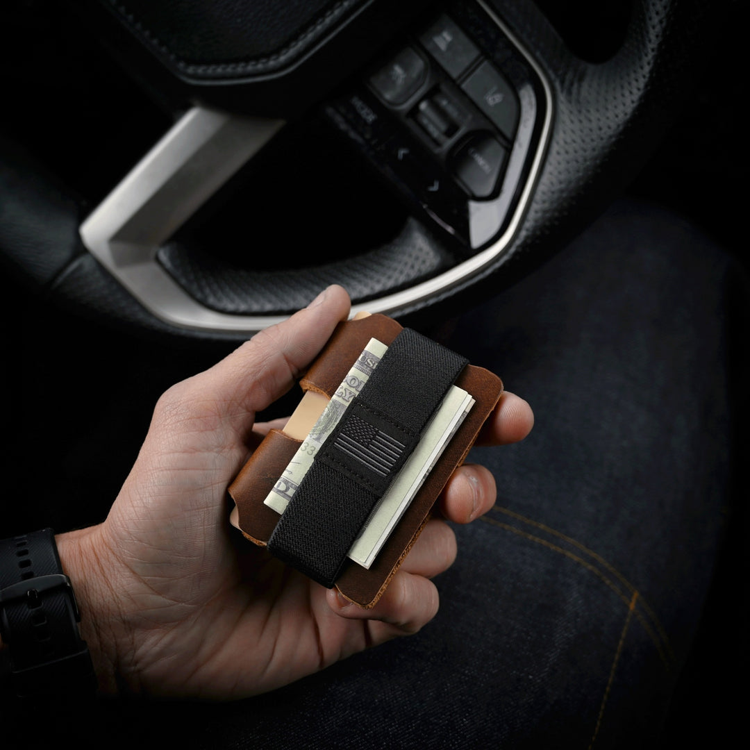 EDC Wallet - Brown Leather - Holding Wallet