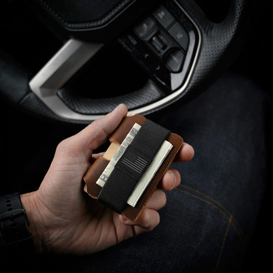 EDC Wallet - Brown Leather - Holding Wallet