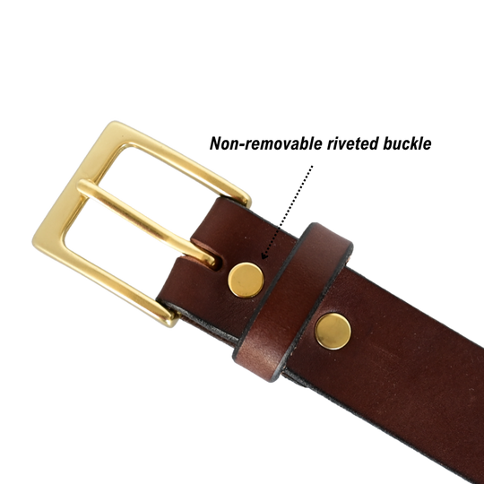 everyday belt buckle - rivets - brown/brass