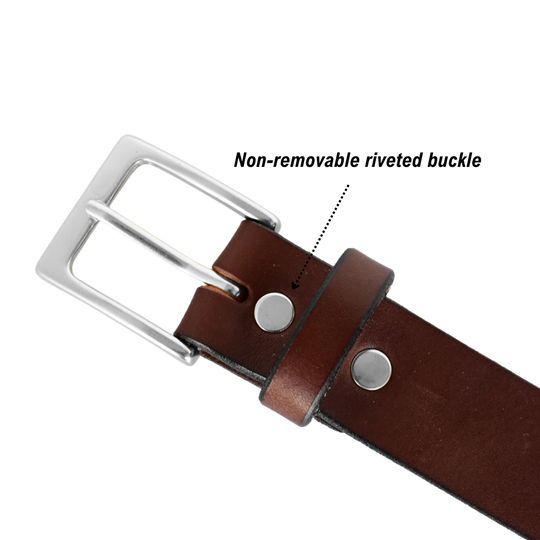 everyday belt buckle - rivets - brown/nickel