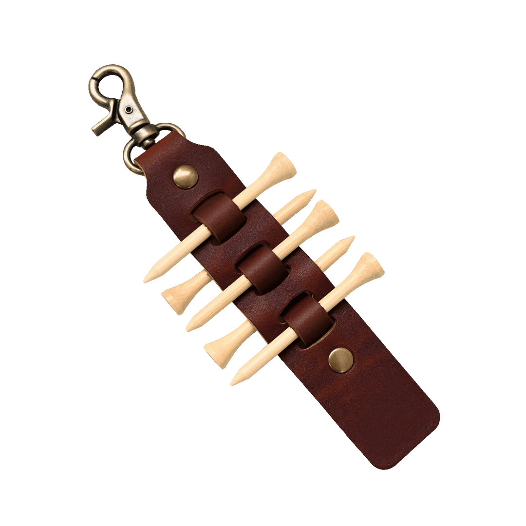 Golf Tee holder - brown leather