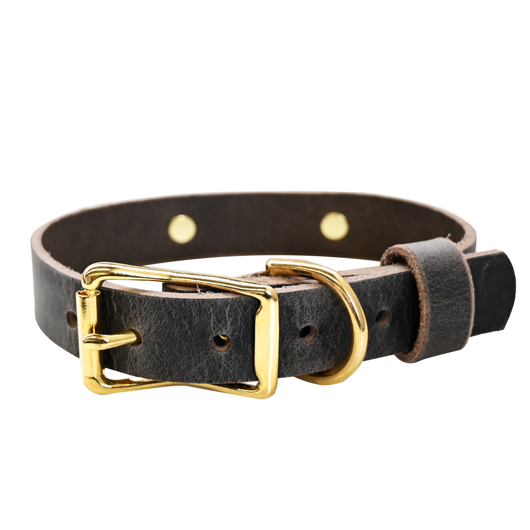Distressed Gray Collar - Brass Hardware
