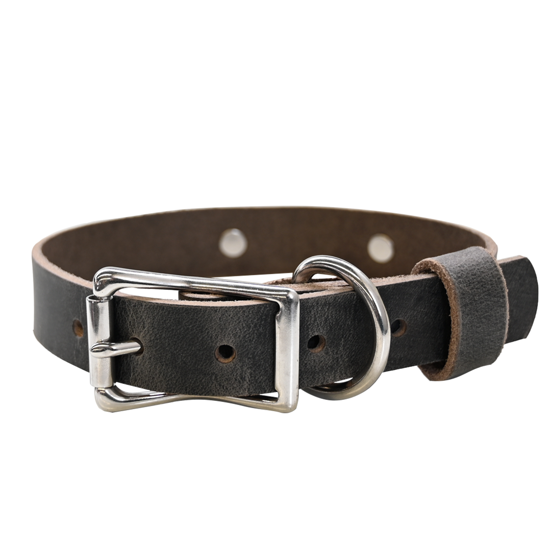 Distressed Gray Collar - Nickel Hardware