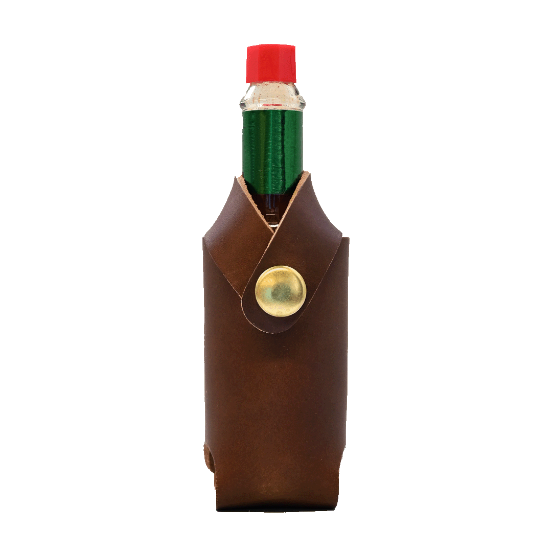 Hot Sauce Holder - Brown Leather - Front