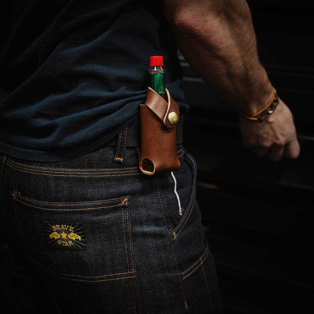 Hot Sauce Holder - Brown Leather - Lifestyle 1