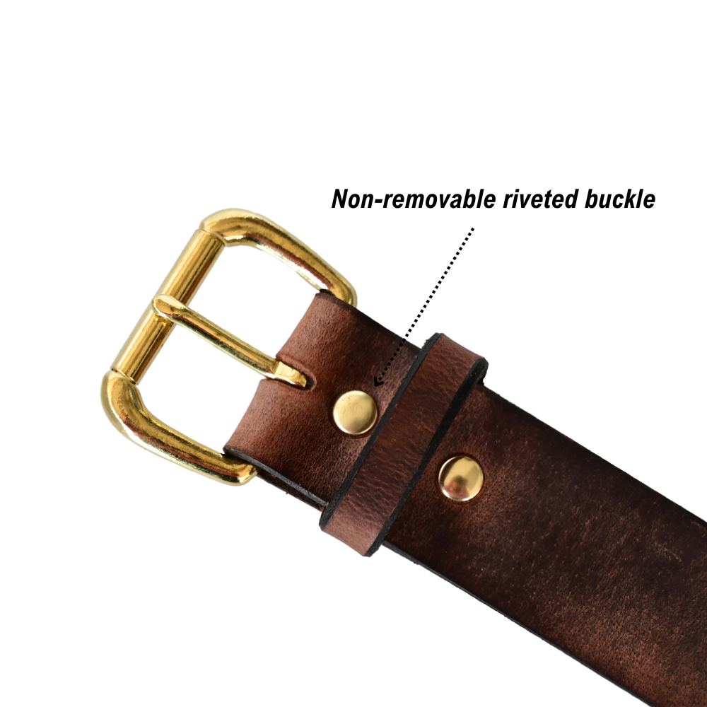 journeyman belt buckle - rivets - brown/brass