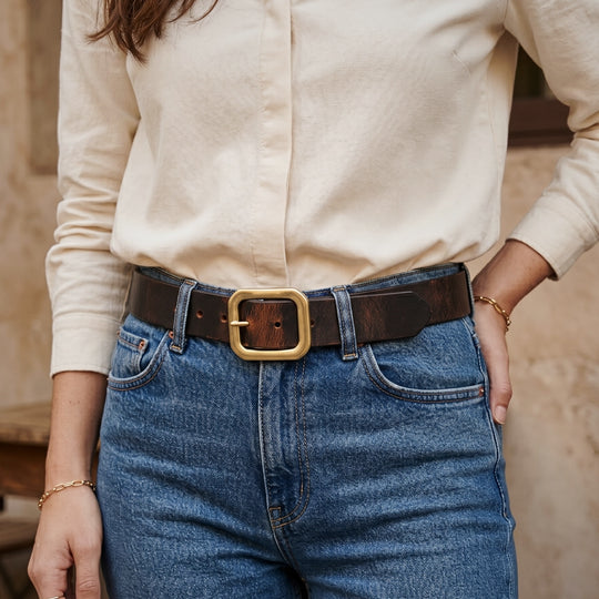 Winona Belt - Brown - Brass - Lifestyle