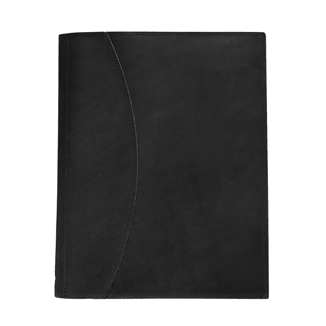Leather Padfolio - black leather - front