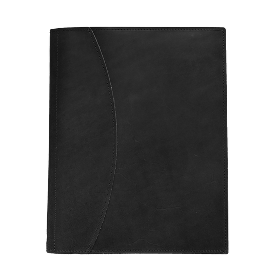 Leather Padfolio - black leather - front