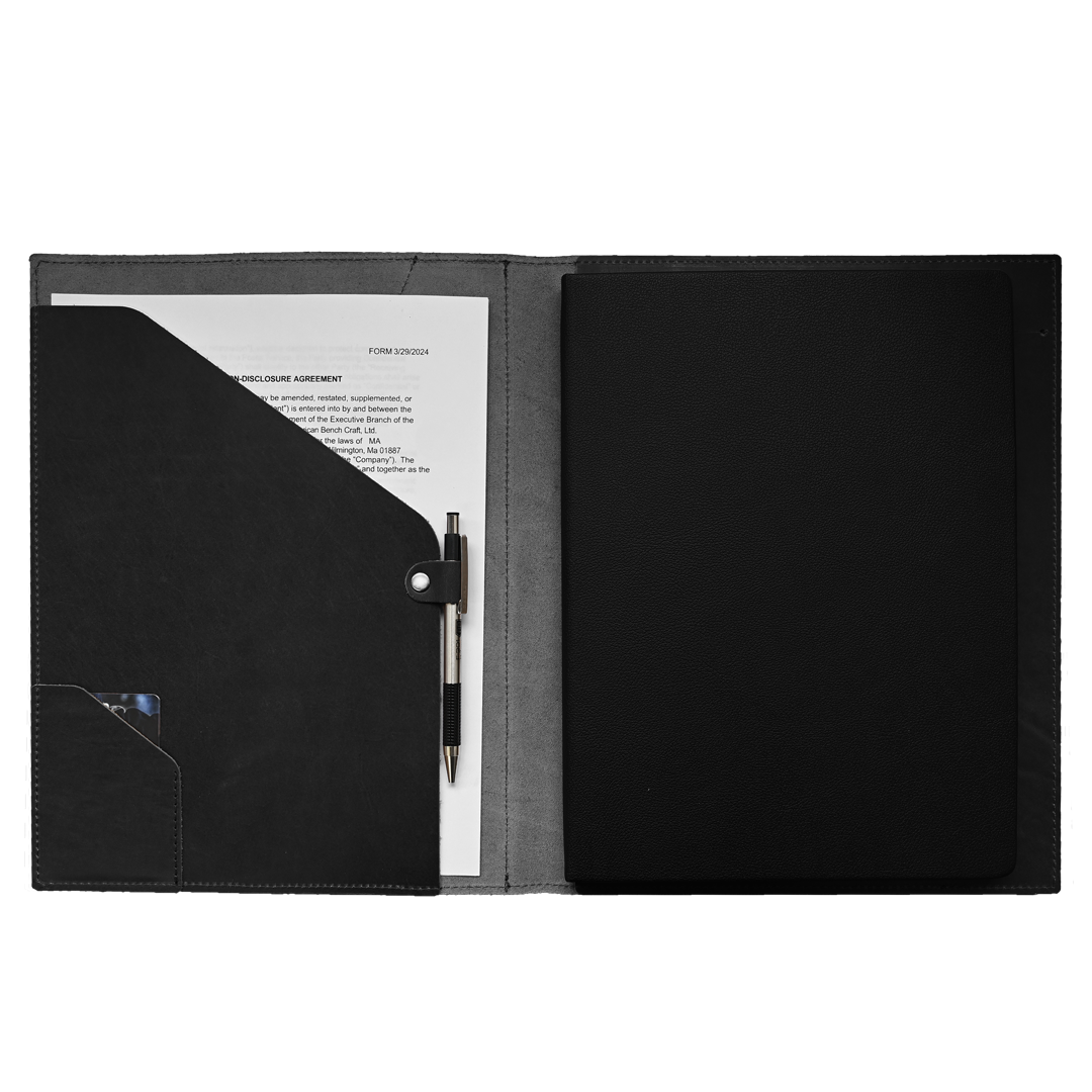 Leather Padfolio - black leather - open 2