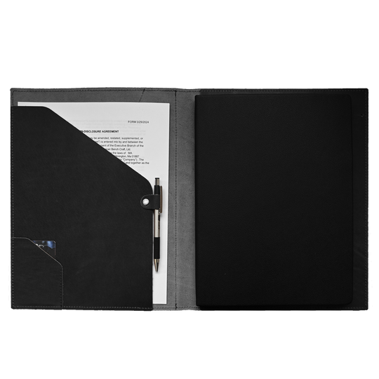 Leather Padfolio - black leather - open 2