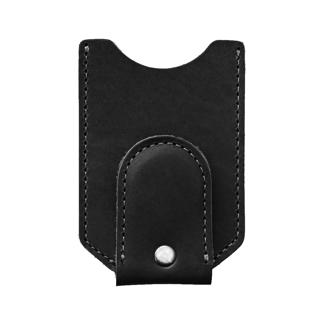 Money Clip Wallet - black leather - front 