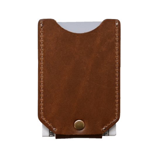 Money Clip Wallet - brown leather - back