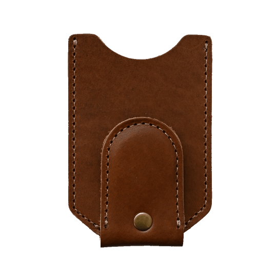 Money Clip Wallet - brown leather - front 