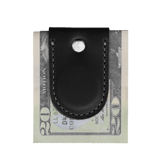 Magnetic Money Clip - Black Leather - Cash