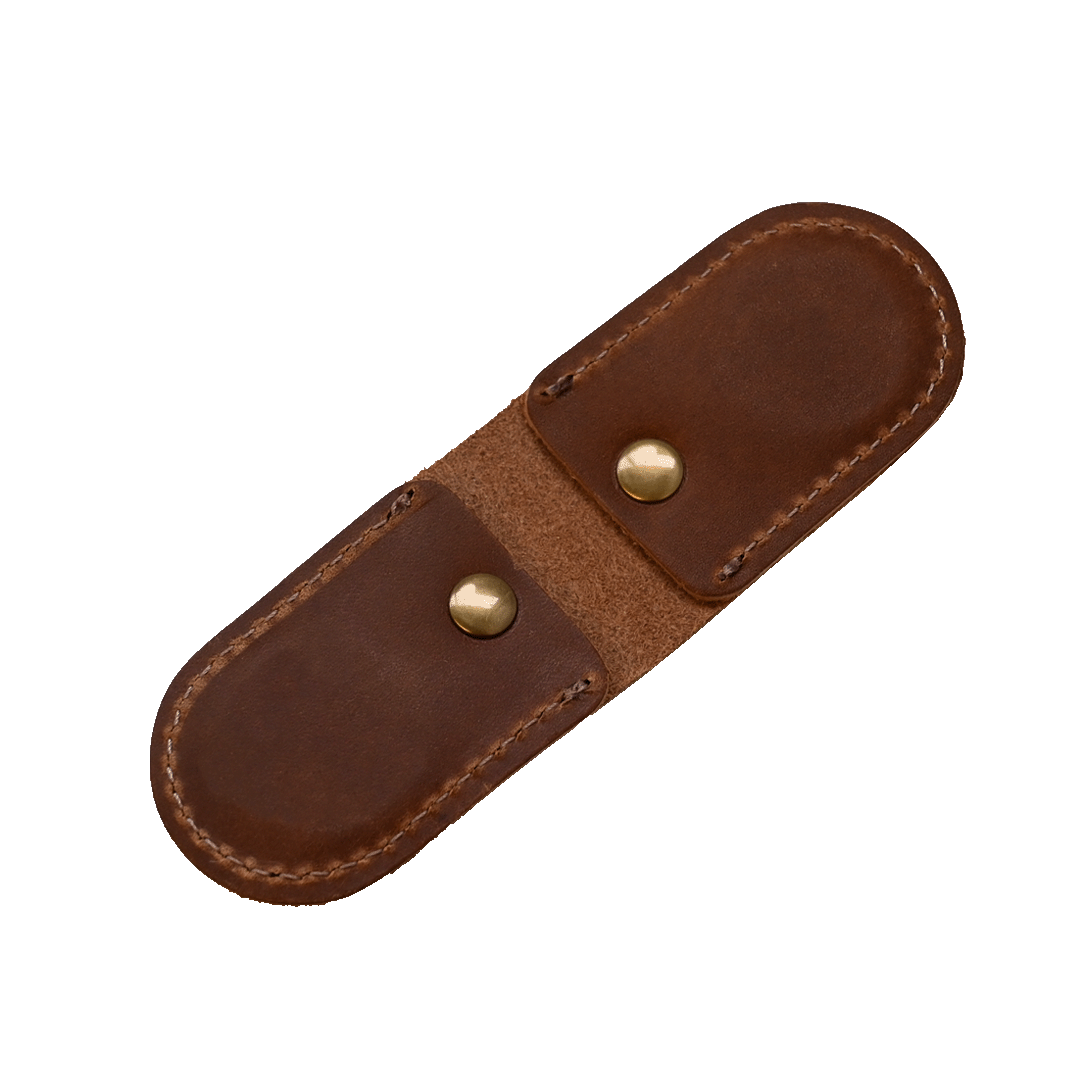 Magnetic Money Clip - Brown Leather - Open