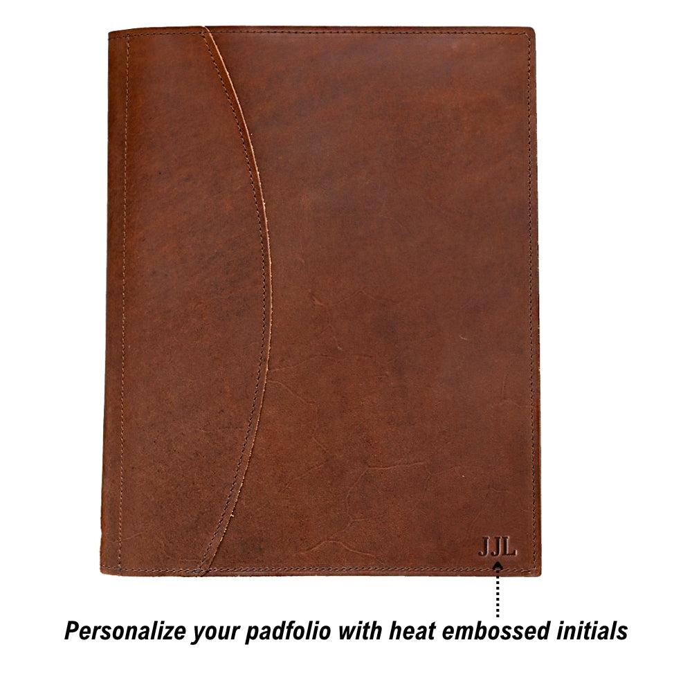 Leather Padfolio - Brown Leather - monogrammed