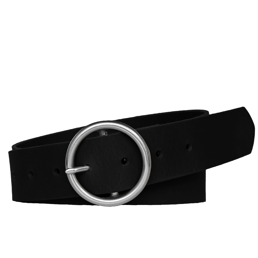 Mustang Belt - Women's Belt - Black Leather - Nickel Buckle