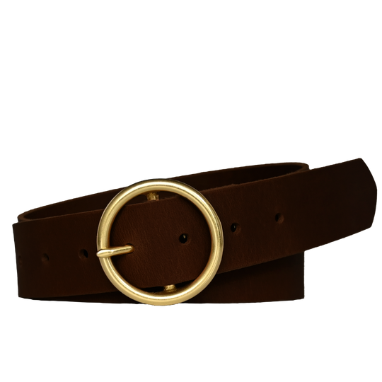 Mustang Belt - Women's Belt - Brown Leather - Brass Buckle