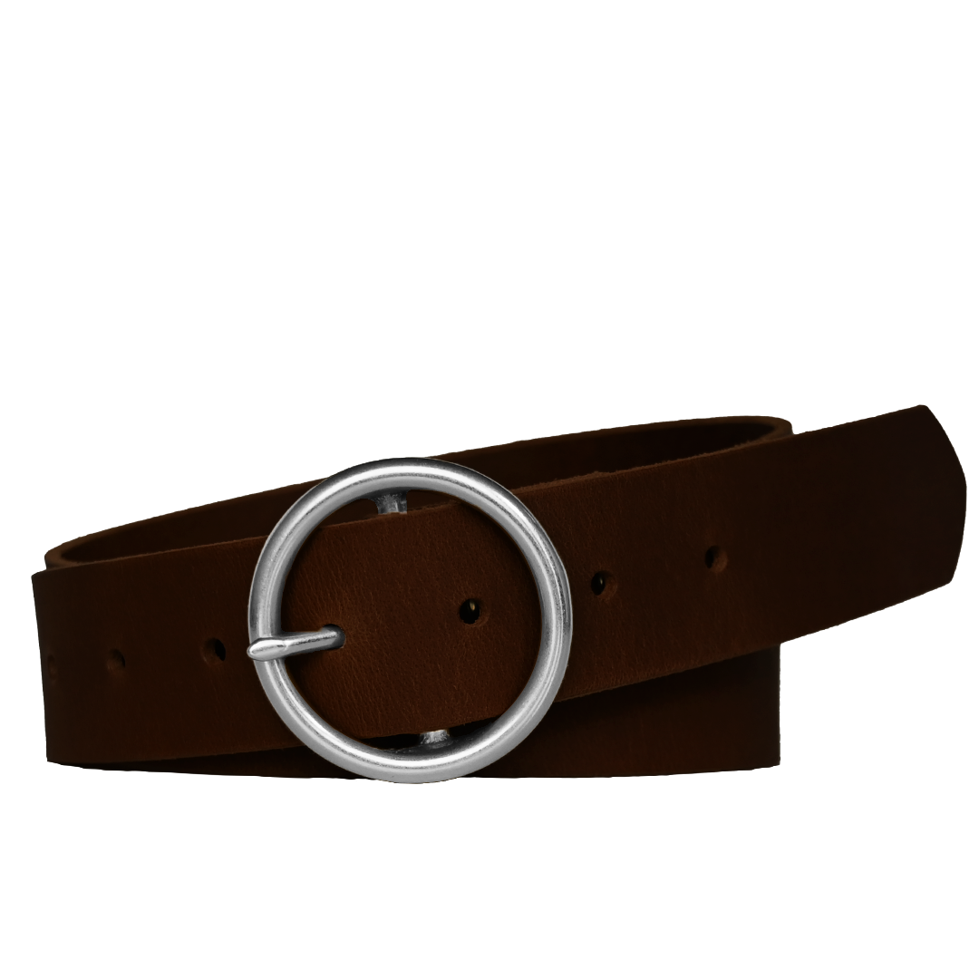 Mustang Belt - Women's Belt - Brown Leather - Nickel Buckle