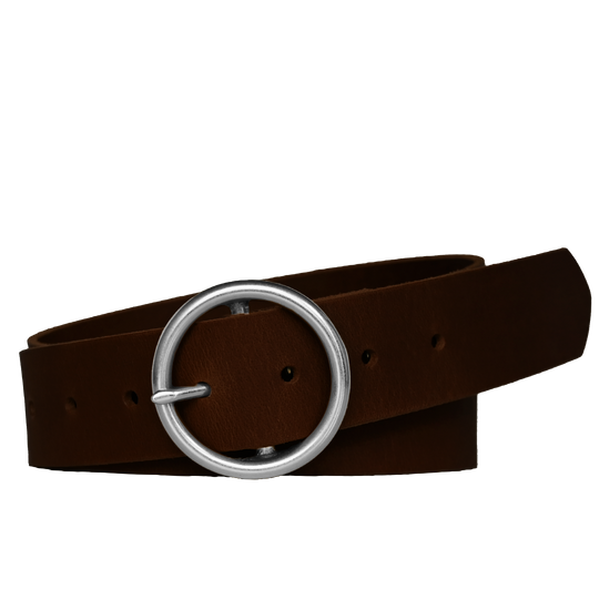 Mustang Belt - Women's Belt - Brown Leather - Nickel Buckle