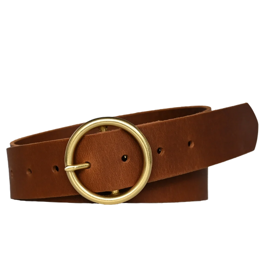 women's leather belt - sequoia belt - brown leather with brass buckle