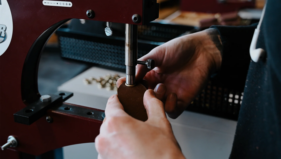 Riveting a leather sheath