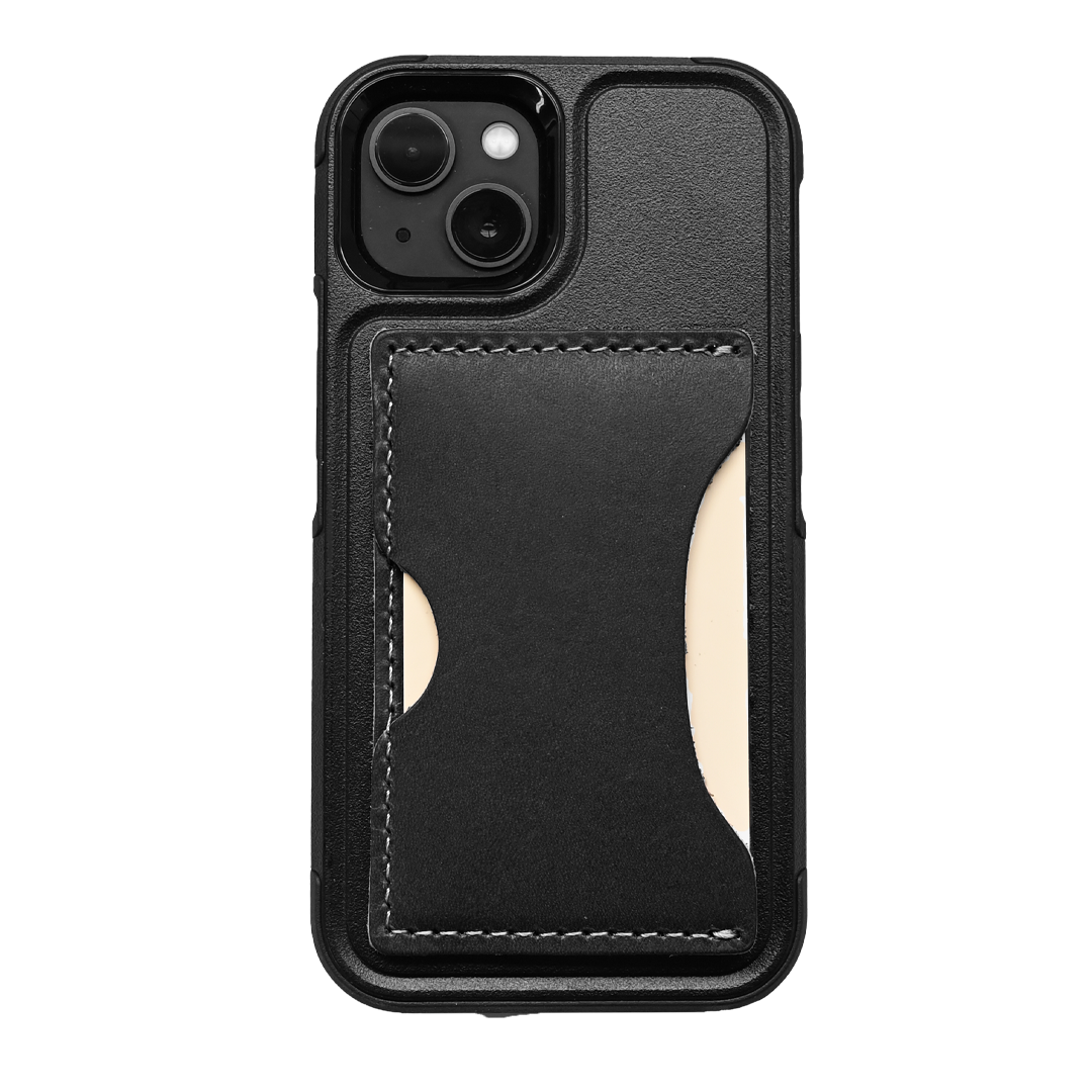 Black Leather Phone Card Holder
