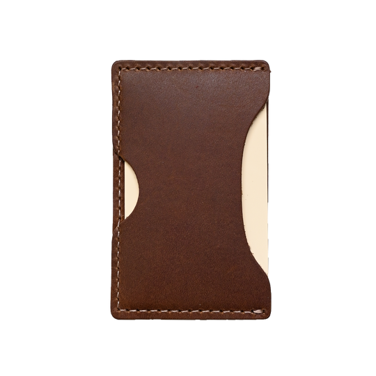Brown Leather Stick-On Card Holder
