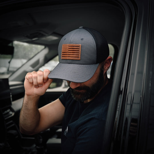 American Flag Trucker Hat - Charcoal - Lifestyle 3