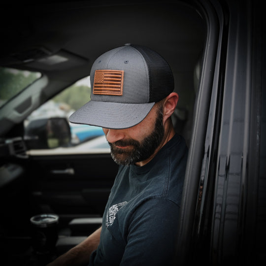 American Flag Trucker Hat - Charcoal - Lifestyle 2