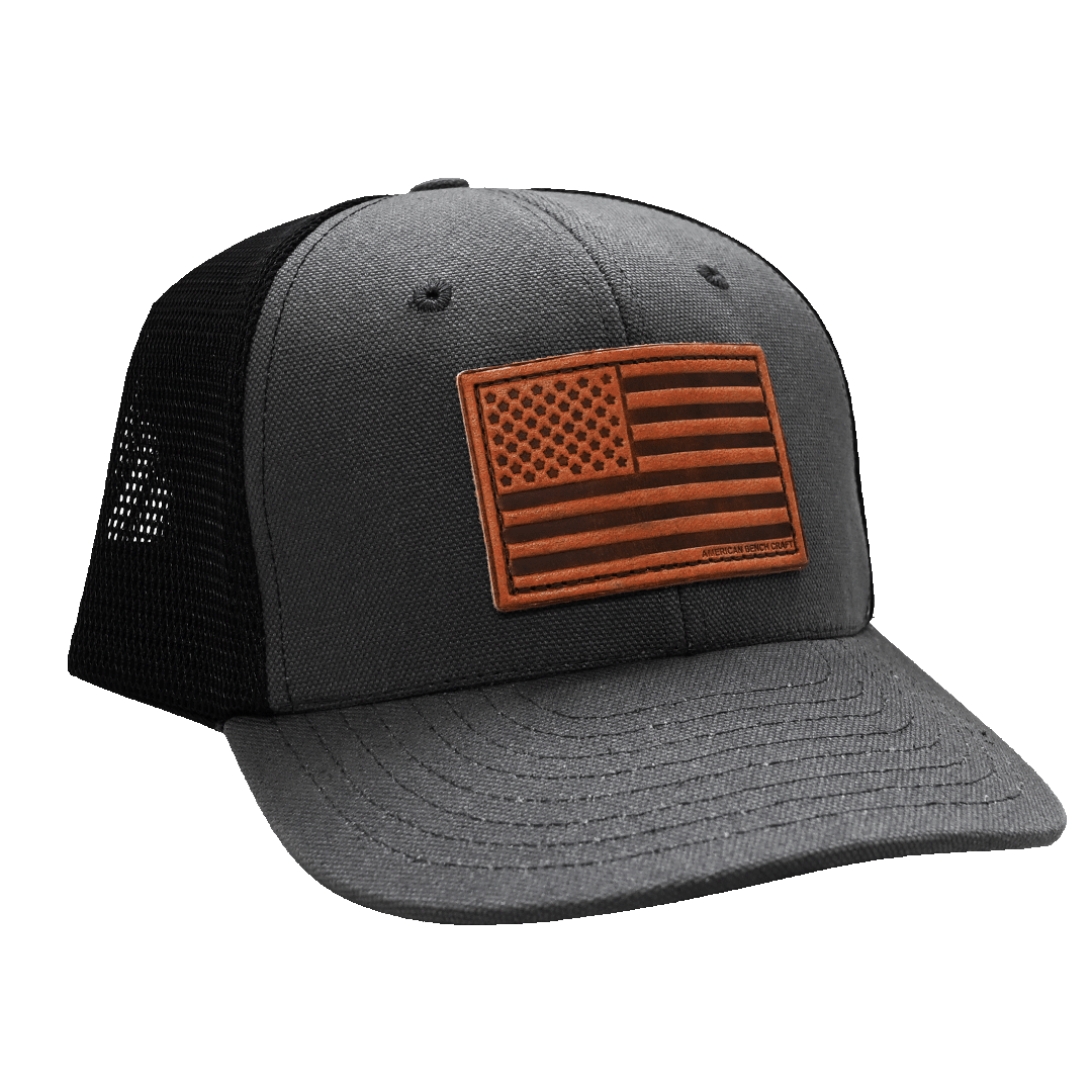 American Flag Trucker Hat - Charcoal - Front