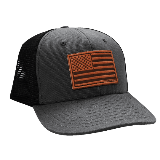 American Flag Trucker Hat - Charcoal - Front