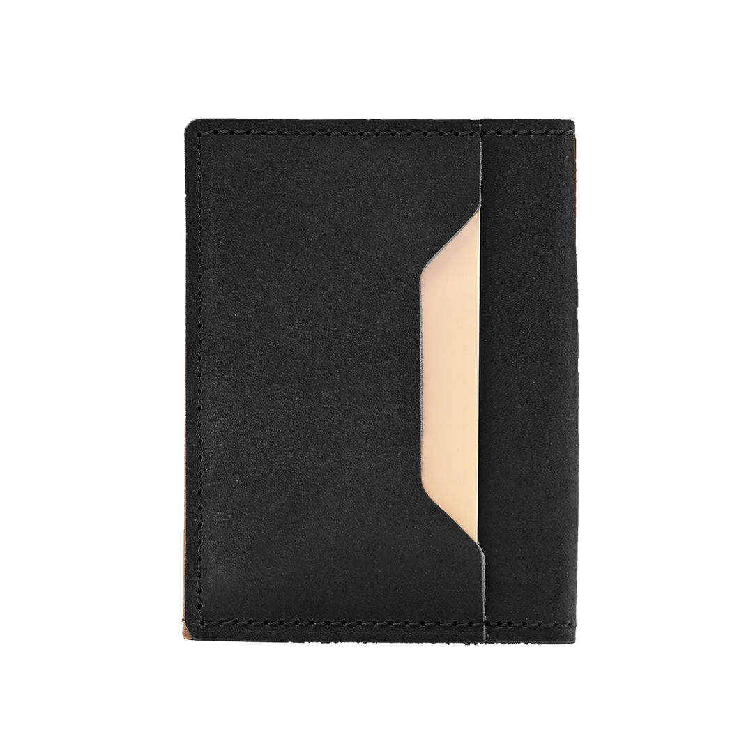 Stitched Bifold Wallet - Black Leather - Closed - Back