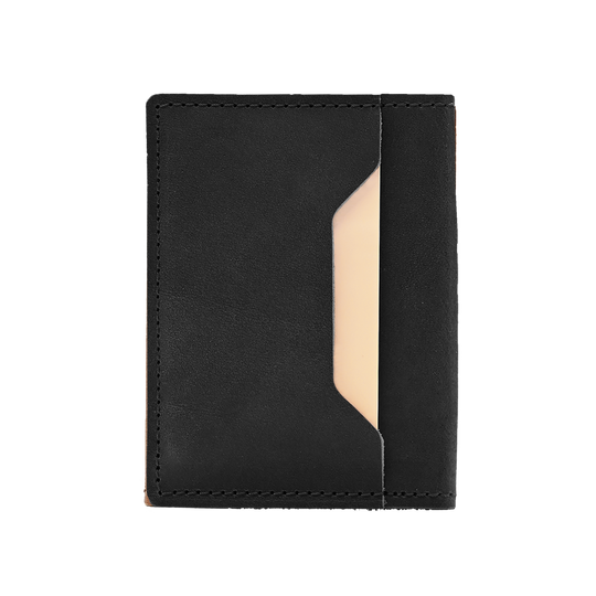 Stitched Bifold Wallet - Black Leather - Closed - Back